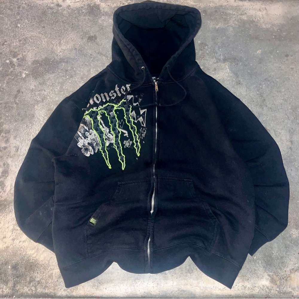 Monster Energy Black Zip Up Sweater for Men